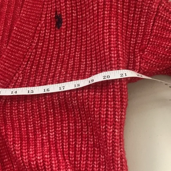 U.S Polo Association Red Knit Cable Cardigan Sweater - Picture 9 of 10